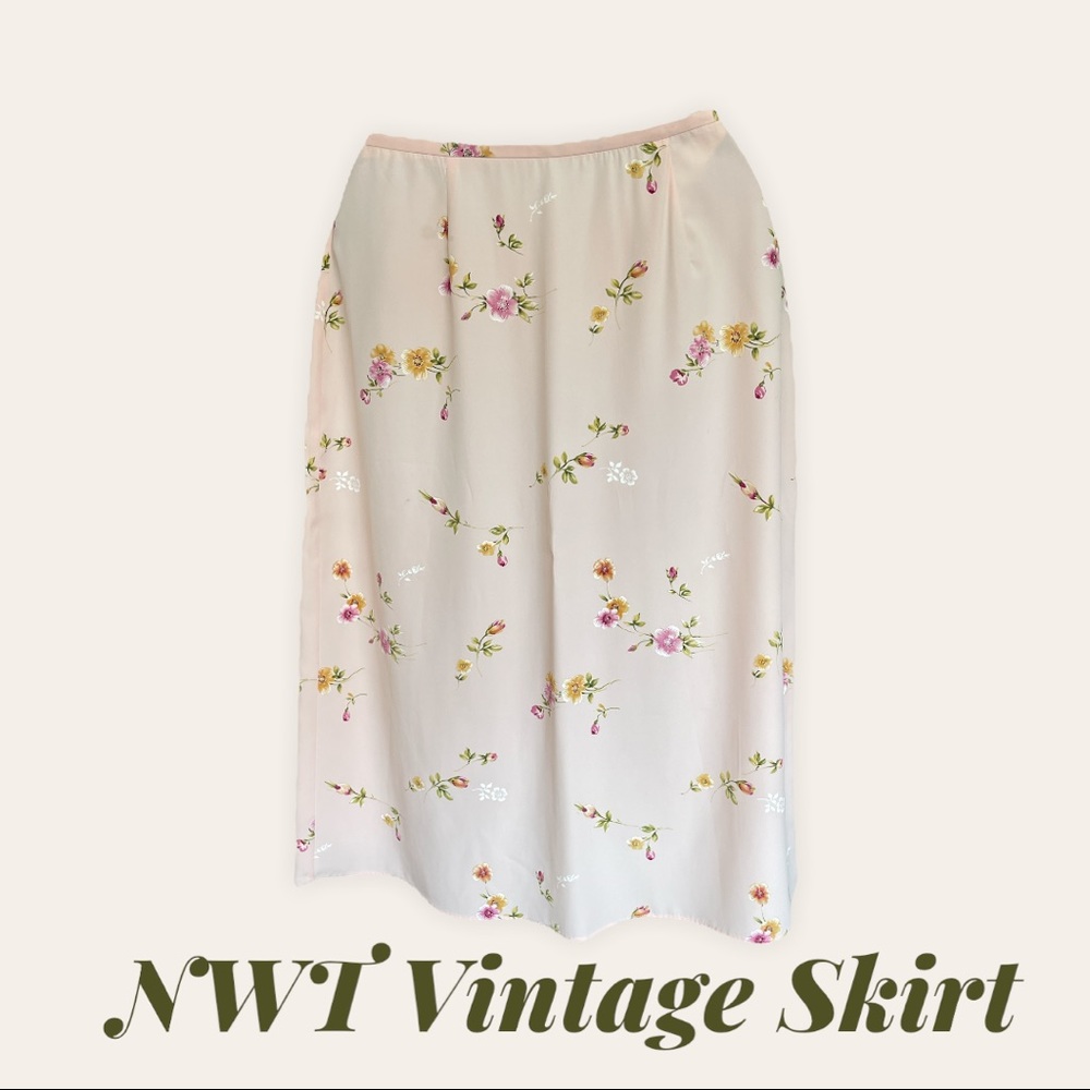 NWT Haberdashery Leslie Fay Sportswear Vintage Pink Floral Skirt